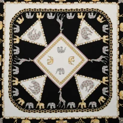 FOULARD IN SETA 90 BIANCO Elefanti portafortuna
