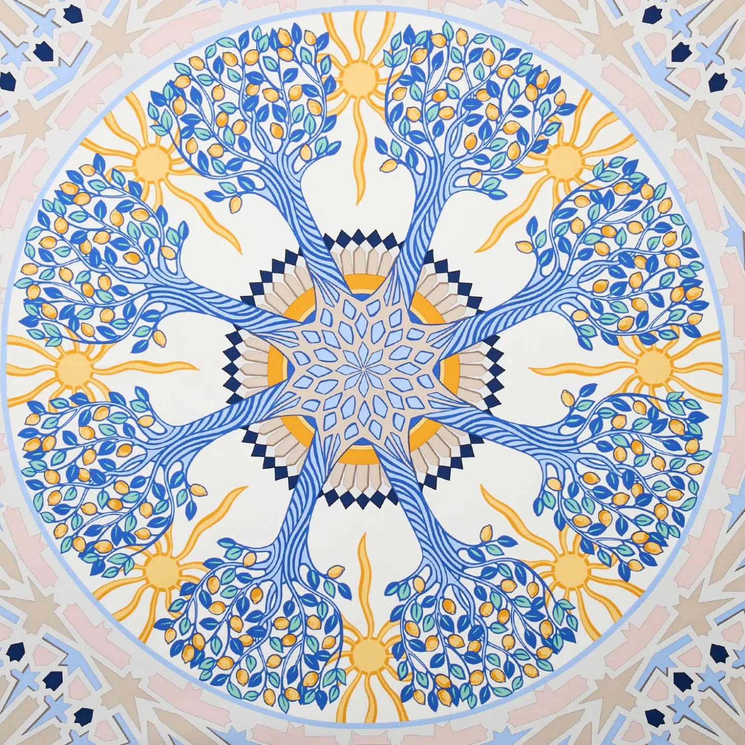 FOULARD IN SETA 90 BLU Mosaico