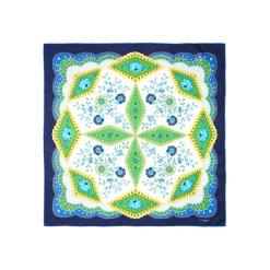 FOULARD IN SETA 90 BLU Motivo floreale