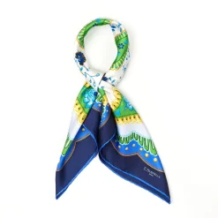 FOULARD IN SETA 90 BLU Motivo floreale