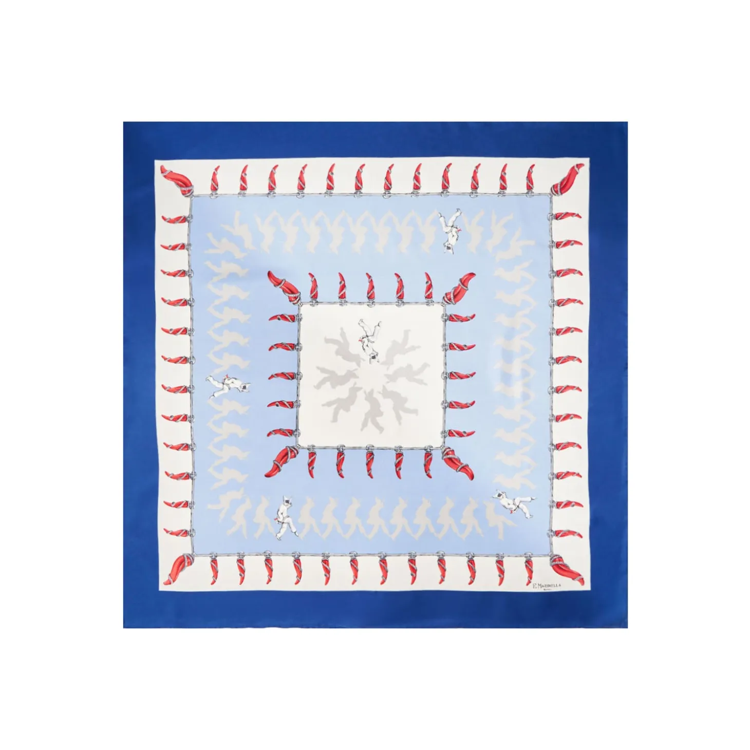 FOULARD IN SETA 90 BLU Pulcinella portafortuna