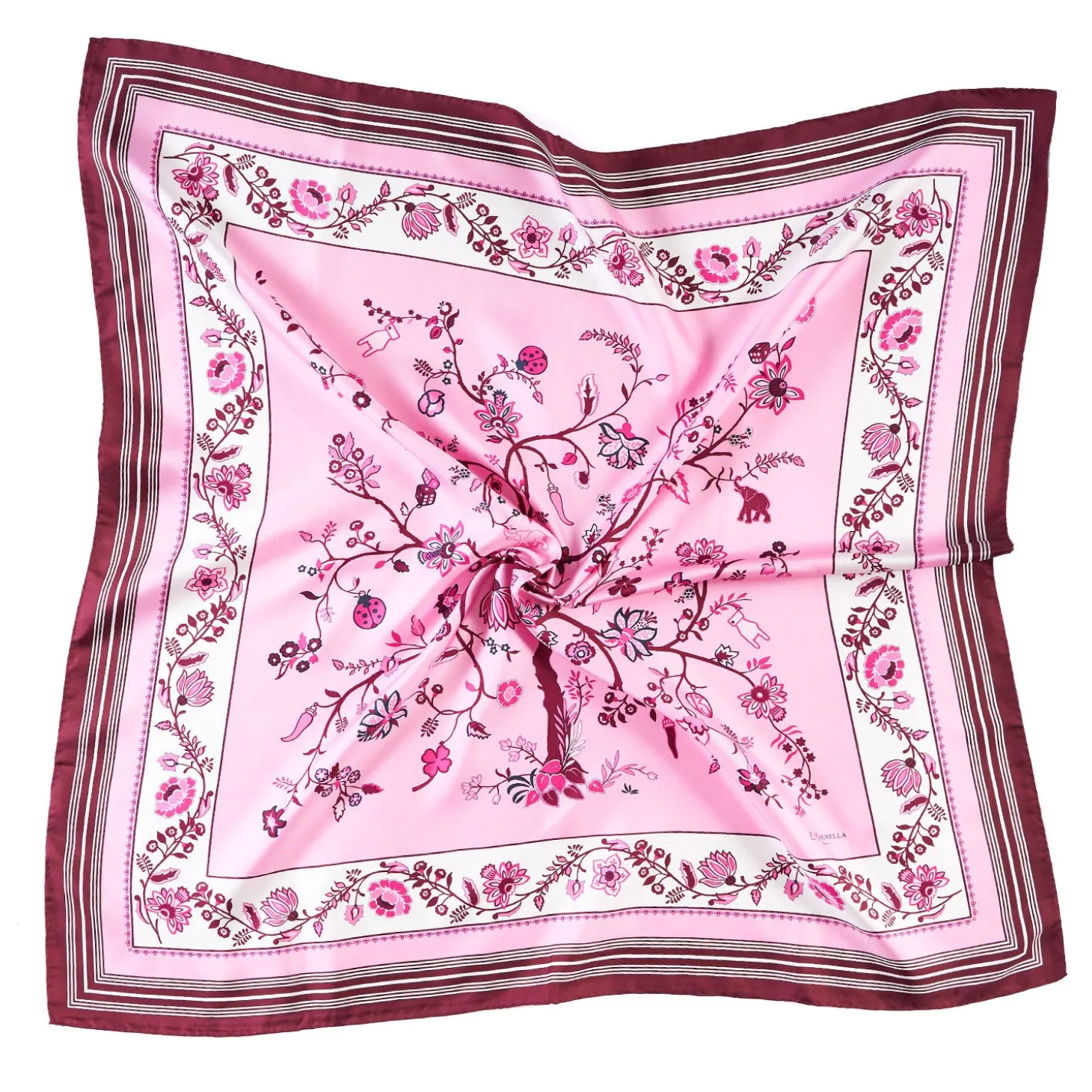 FOULARD IN SETA 90 BORDEAUX L'albero della vita