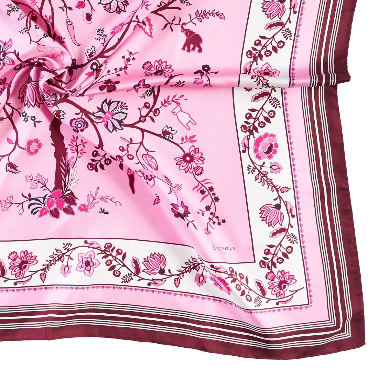 FOULARD IN SETA 90 BORDEAUX L'albero della vita