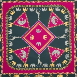 FOULARD IN SETA 90 FUCSIA Elefanti portafortuna