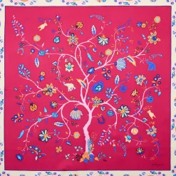 FOULARD IN SETA 90 FUCSIA L'albero della vita