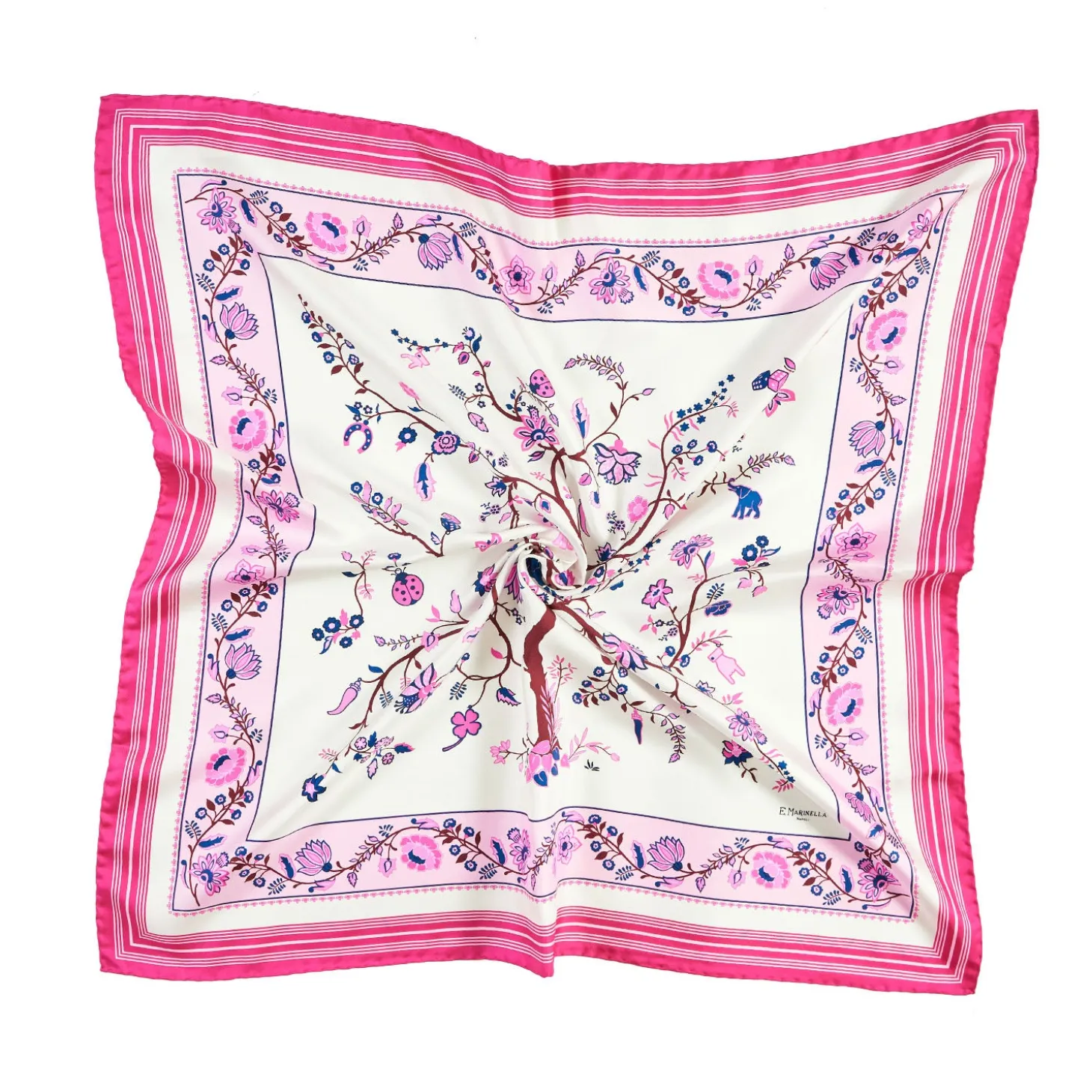 FOULARD IN SETA 90 FUCSIA L'albero della vita