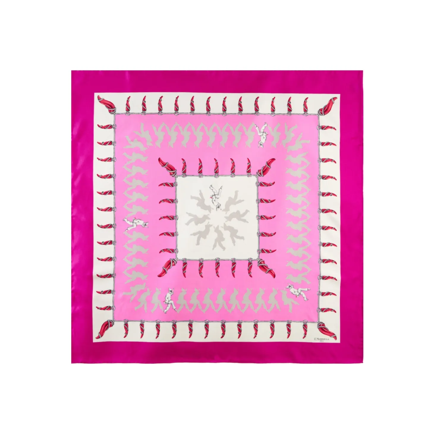 FOULARD IN SETA 90 FUCSIA Pulcinella portafortuna