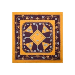 FOULARD IN SETA 90 GIALLO Elefanti portafortuna