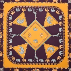 FOULARD IN SETA 90 GIALLO Elefanti portafortuna