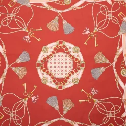 FOULARD IN SETA 90 MARRONE CHIARO Microfantasia, nappine e chiavi
