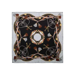 FOULARD IN SETA 90 NERO Microfantasia, nappine e chiavi