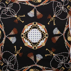 FOULARD IN SETA 90 NERO Microfantasia, nappine e chiavi