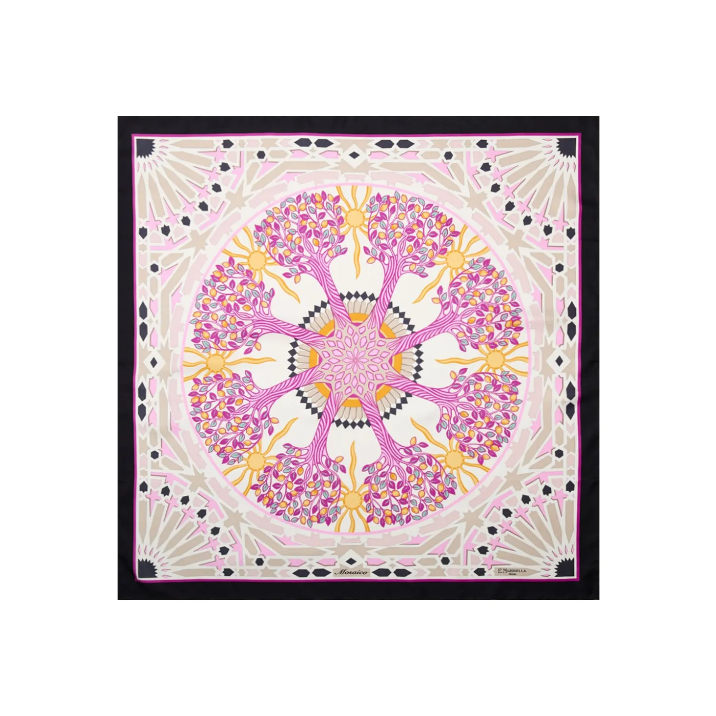 FOULARD IN SETA 90 NERO Mosaico