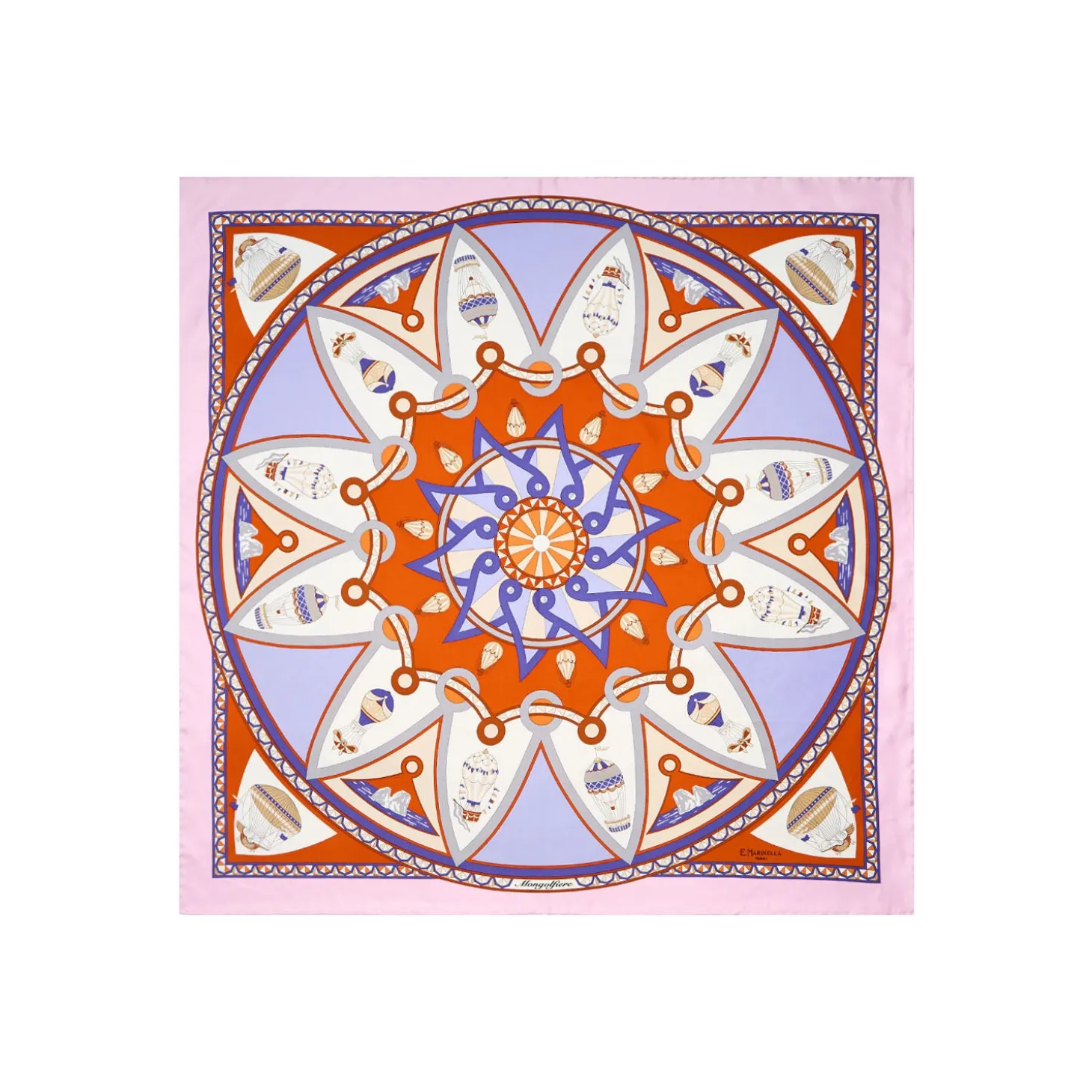 FOULARD IN SETA 90 ROSA Le mongolfiere