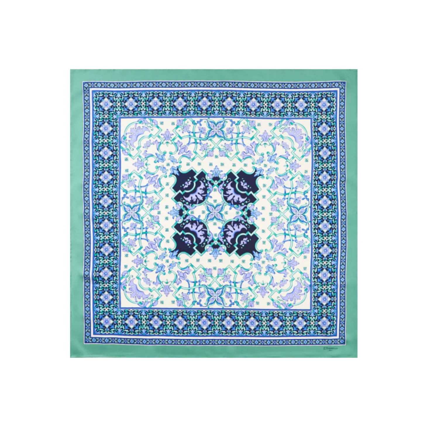 FOULARD IN SETA 90 VERDE CHIARO Maiolica mediterranea