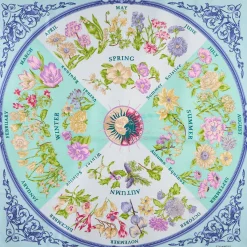 FOULARD IN SETA 90 VERDE La ruota delle stagioni