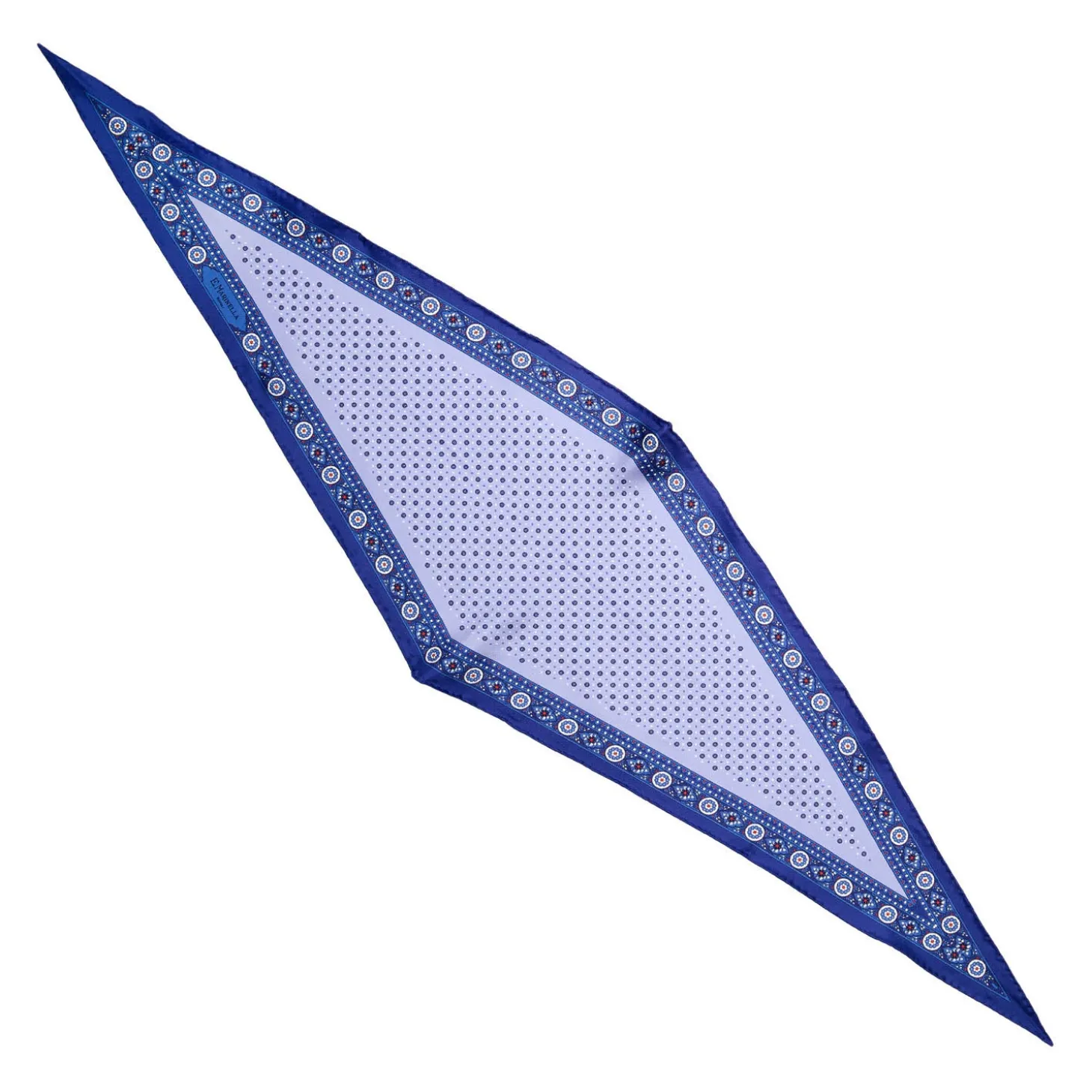 FOULARD ROMBO IN SETA BLU Microfantasia fiore