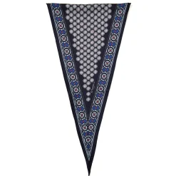 FOULARD ROMBO IN SETA BLU SCURO Microfantasia fiore