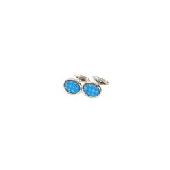 GEMELLI DA POLSO IN ARGENTO AZZURRO Con microfantasia fiore