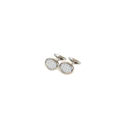 GEMELLI DA POLSO IN ARGENTO BIANCO Con microfantasia fiore