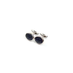 GEMELLI DA POLSO IN ARGENTO BLUCon microfantasia fiore