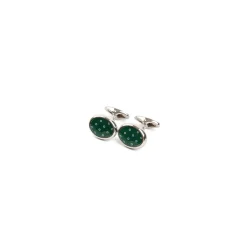 GEMELLI DA POLSO IN ARGENTO VERDECon microfantasia fiore