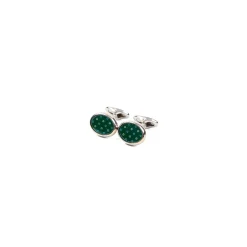 GEMELLI DA POLSO IN ARGENTO VERDECon microfantasia fiore