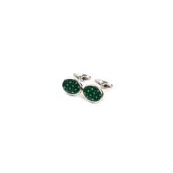 GEMELLI DA POLSO IN ARGENTO VERDE Con microfantasia fiore