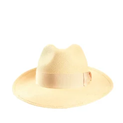 PANAMA MODELLO AMEDEO DETTAGLI IN SETA ARANCIO, 56 CM E. marinella x borsalino