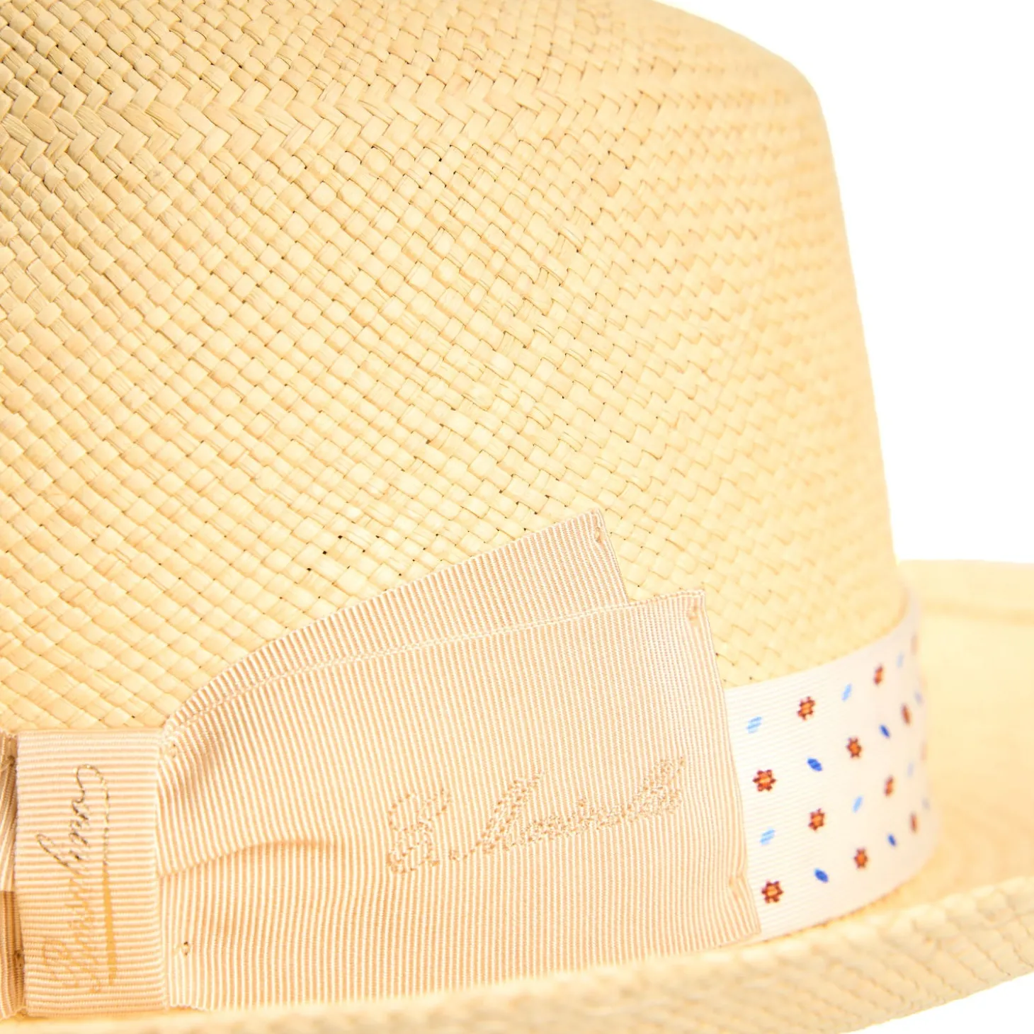 PANAMA MODELLO FEDERICO CON CINTA IN SETA BIANCA, 55 CM E. marinella x borsalino