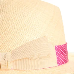 PANAMA MODELLO FEDERICO CON CINTA IN SETA FUCSIA, 56 CM E. marinella x borsalino