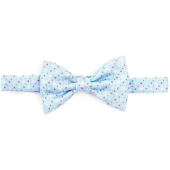 PAPILLON ANNODATO IN SETA AZZURRO Microfantasia geometrica