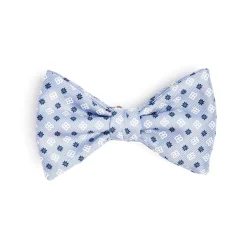 PAPILLON ANNODATO IN SETA AZZURRA Microfantasia fiore