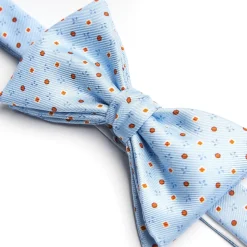 PAPILLON ANNODATO IN SETA AZZURRO Microfantasia fiore