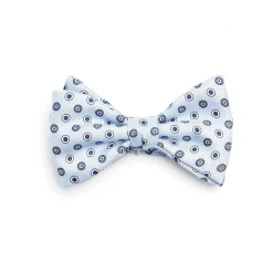 PAPILLON ANNODATO IN SETA AZZURRO Microfantasia geometrica