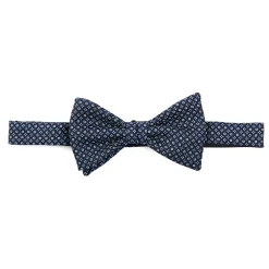 PAPILLON ANNODATO IN SETA BLU SCURO Microfantasia fiore