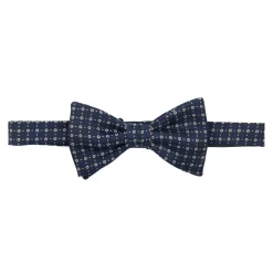 PAPILLON ANNODATO IN SETA BLU SCURO Microfantasia fiore
