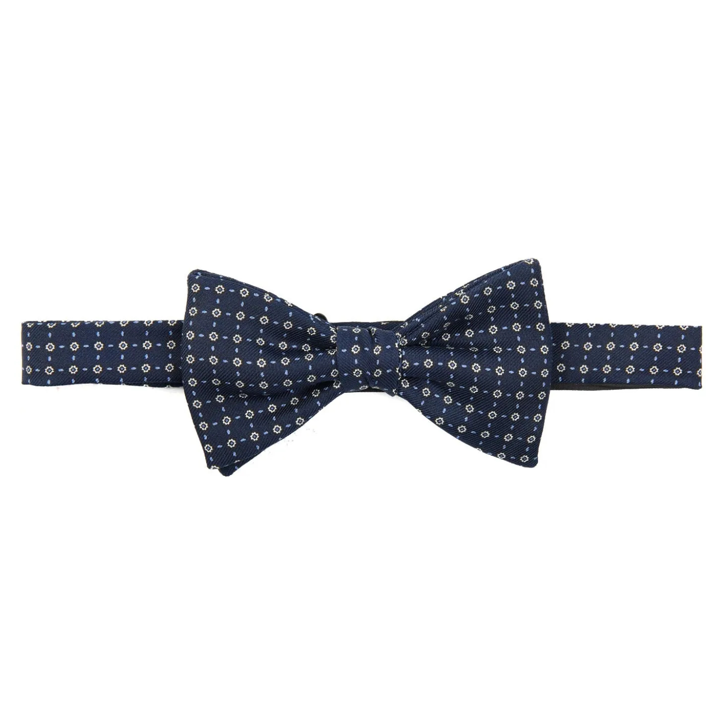 PAPILLON ANNODATO IN SETA BLU SCURO Microfantasia fiore
