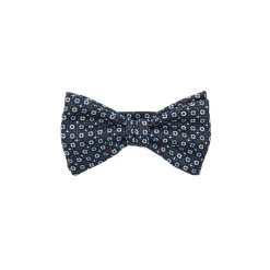 PAPILLON ANNODATO IN SETA BLU SCURO Microfantasia fiore