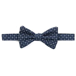 PAPILLON ANNODATO IN SETA BLU SCURO Microfantasia fiore