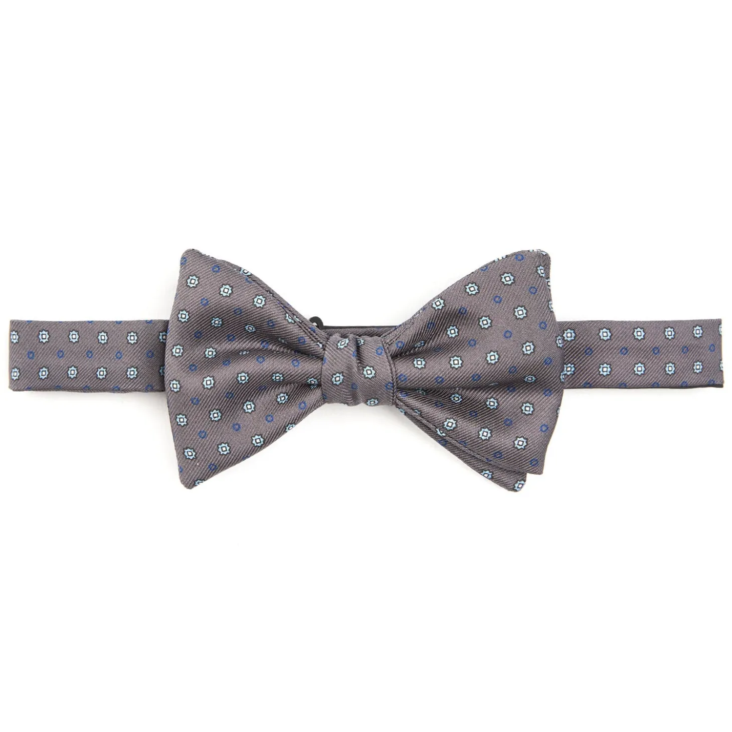 PAPILLON ANNODATO IN SETA GRIGIO SCURO Microfantasia fiore