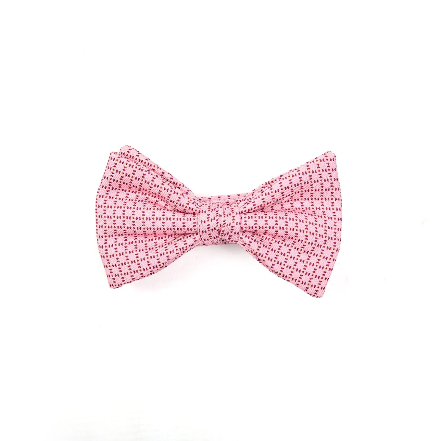 PAPILLON ANNODATO IN SETA ROSA Microfantasia geometrica