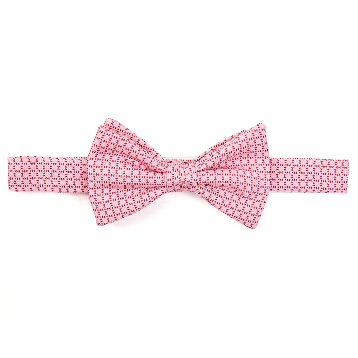 PAPILLON ANNODATO IN SETA ROSA Microfantasia geometrica