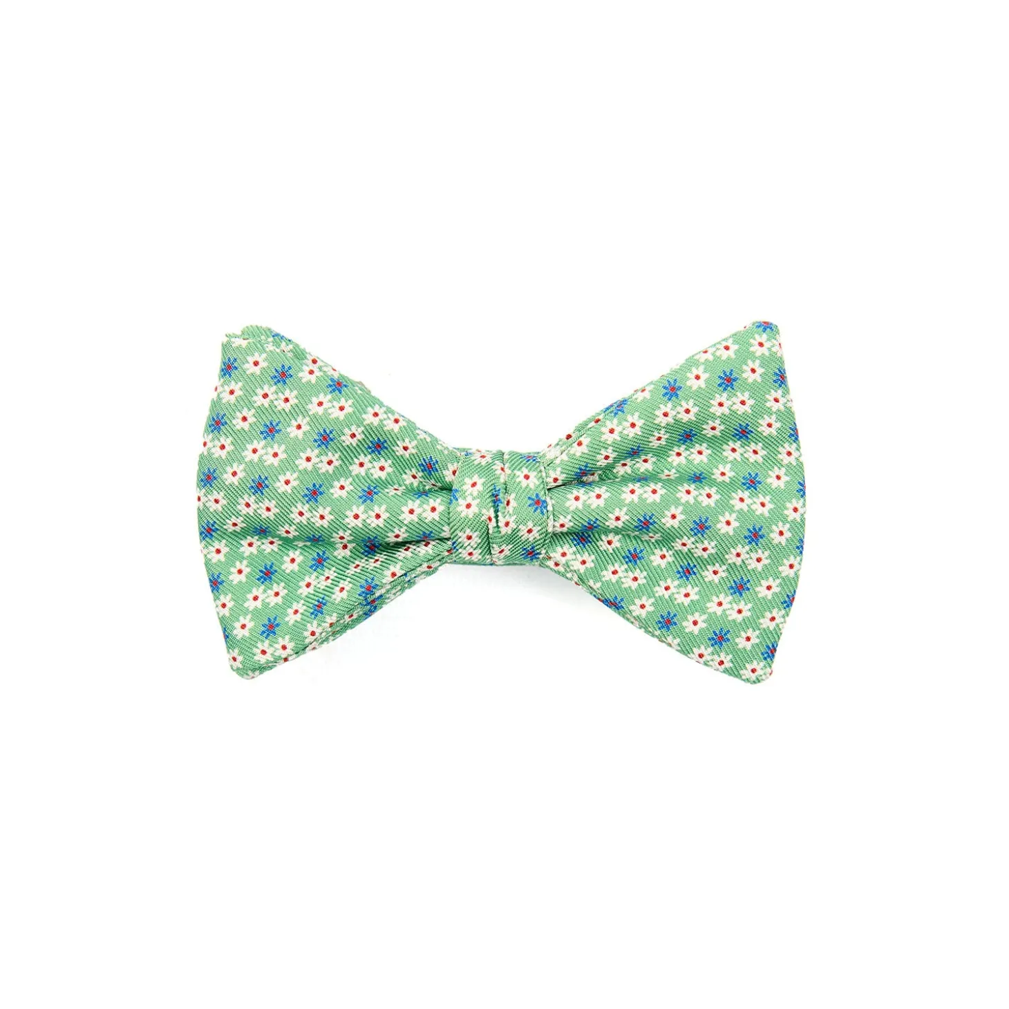 PAPILLON ANNODATO IN SETA VERDE CHIARO Microfantasia geometrica