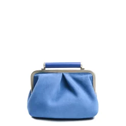 PARTY CLUTCH AZZURRO POLVERE In camoscio e pelle