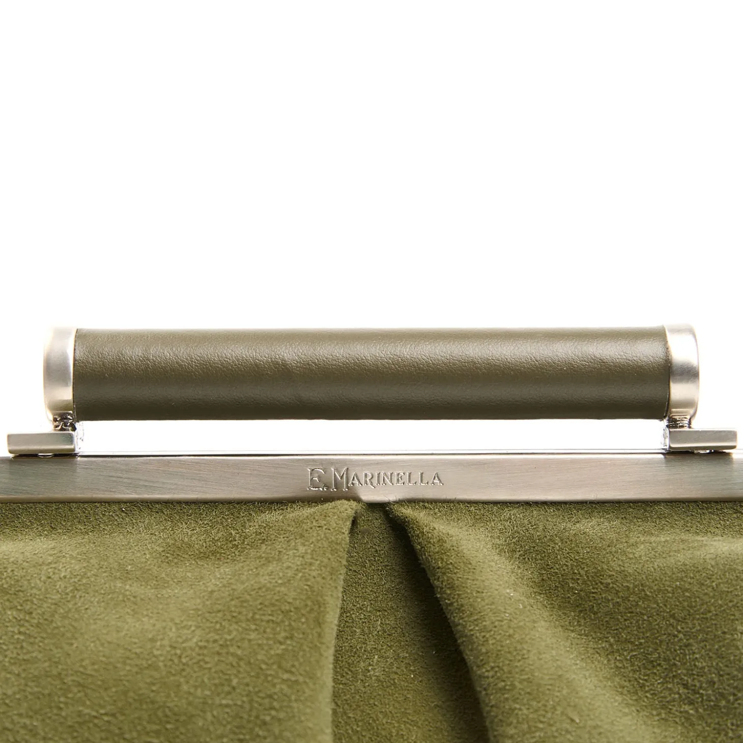 PARTY CLUTCH VERDE OLIVA In camoscio e pelle