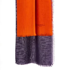 PASHMINA ARANCIONE E VIOLA EFFETTO SFUMATO In cashmere