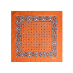POCHETTE DA TASCHINO IN SETA STAMPATA A MANO ARANCIONE Microfantasia fiore