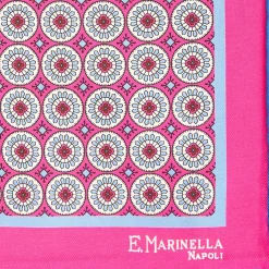 POCHETTE DA TASCHINO IN SETA STAMPATA A MANO FUCSIA Macrofantasia fiore