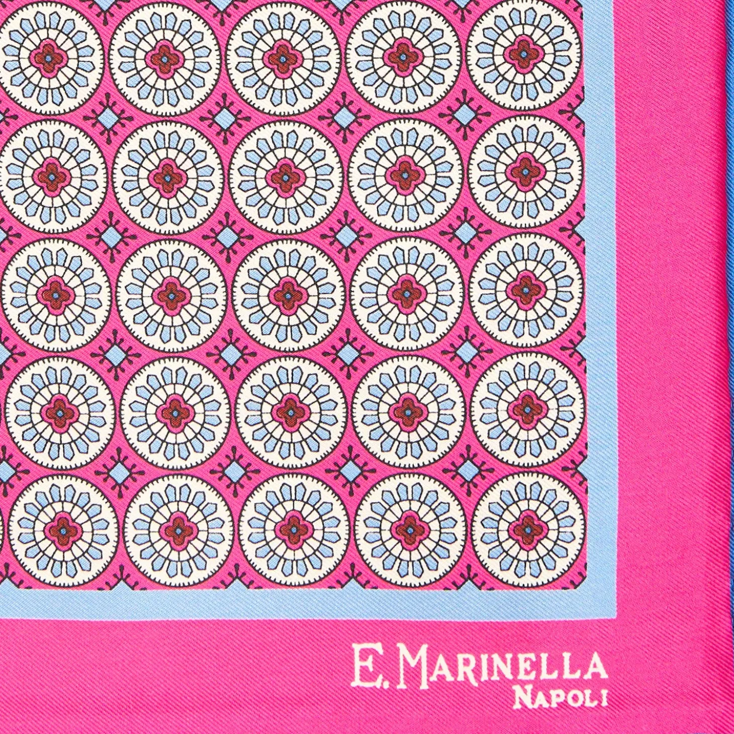 POCHETTE DA TASCHINO IN SETA STAMPATA A MANO FUCSIA Macrofantasia fiore